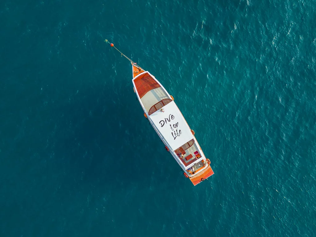 The top view of Sunchaser Scuba Diving Boat by Nava Koh Tao Thailand